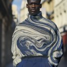 Men's Artistic Vortex Fluid Art Print High Neck Knit Sweatshirt