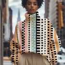 Women's Pop Color Block Geometric Art Print High Neck Knit Sweatshirt