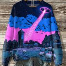 Women's Midnight Sheep UFO Future Sci-Fi Art Print Knit Sweatshirt