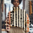 Women's Abstract Geometry Polka Dot Art Print High Neck Knit Sweatshirt