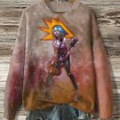 Women's Punk Girl Guitar Player Fun Art Print Knit Sweatshirt