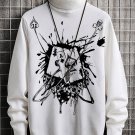 Men's Poker Splash-Ink Art Print High Neck Knit Sweatshirt