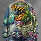 Men's Man-Eating Plant Bites Guitar Mouse Art Print Knit Sweatshirt