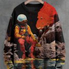 Men's Mysterious Outer Space Science Fiction Art Print Knit Sweatshirt