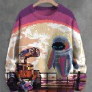 Men's Fun Robot Pixel Art Print Knit Sweatshirt