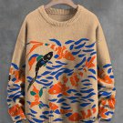 Men's Koi Pond Japanese Art Print Knit Sweatshirt
