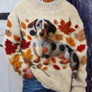 Men's Fallen Leaves Dachshund Print Knit Sweatshirt
