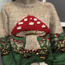 Women's Retro Mushrooms Color Block Print High Neck Knit Sweatshirt