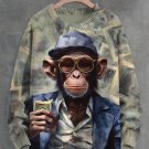 Men's Rich Monkey Holding Money Art Print Knit Sweatshirt