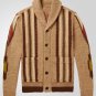 Men's Retro Ethnic Striped Jacquard Button Lapel Collar Knit Sweater Jackets