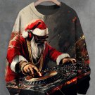 Men's Hip Hop Santa DJ Christmas Print Knit Sweatshirt