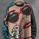Men's Retro Nostalgia Gun Art Print Knit Sweatshirt