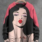 Men's Vintage Fashion Woman Pop Art Print Knit Sweatshirt