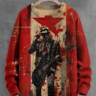 Men's Anarchy Punk Rock Skeleton Print Knit Sweatshirt