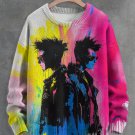 Men's Unique Punk Street Paint Art Print Knit Sweatshirt