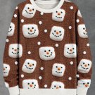 Men's Christmas Snowman Print Knit Sweatshirt