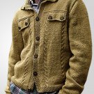 Men's Twisted Single Breasted Turndown Collar Knit Cardigan