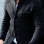Men's Business Casual Slim Stand Collar Single Breasted Pocket Knit Jacket