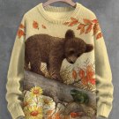 Men's Forest Bear And Frog Fall Art Print Knit Sweatshirt
