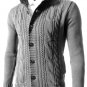 Men's Casual Stand Collar Single Breasted Braided Cable Knit Cardigan
