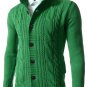 Men's Casual Stand Collar Single Breasted Braided Cable Knit Cardigan