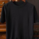 Men's Casual Plain Round Neck Short Sleeve Knitted T-Shirt