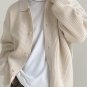 Men's Turndown Collar Solid Color Loose Long Sleeve Knitted Sweater Jacket