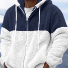 Men's Winter Color Splice Hooded Zip Up Warm Casual Jacket