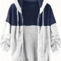 Men's Winter Color Splice Hooded Zip Up Warm Casual Jacket
