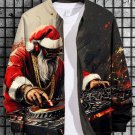 Men's Hip Hop Santa DJ Christmas Print Casual Zip Up Jacket
