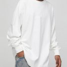 Men's Casual Plain Loose Cotton Long Sleeve T-Shirt Thin Sweatshirt