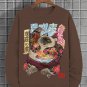 Men's Japanese Cat Art Print Cotton Casual Sweatshirt