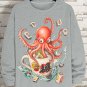 Men's Sushi Octopus Sea Wave Japan Art Print Cotton Casual Sweatshirt