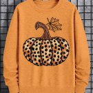 Men's Pumpkin Leopard Embroidery Print Cotton Casual Sweatshirt