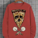 Men's Halloween Pizza Print Cotton Casual Sweatshirt