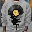 Men's Record Reflections in Water Print Cotton Casual Sweatshirt