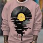 Men's Record Reflections in Water Print Cotton Casual Sweatshirt