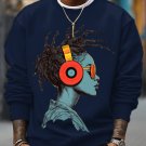 Men's Reggae Music Cool Girl Graphic Print Cotton Casual Sweatshirt