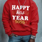 Men's Happy New Year 2025 Print Cotton Casual Sweatshirt