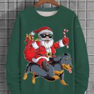Men's Christmas Santa Claus Dachshund Ride Print Cotton Casual Sweatshirt