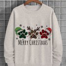 Men's Leopard Plaid Merry Christmas Print Cotton Casual Sweatshirt
