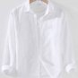 Men's Casual Solid Cotton And Linen Long Sleeve Shirt