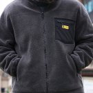 Men's Plain Stand-up Collar Drawstring Zip Up Casual Jacket