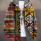 Men's Tribe Geometric Pattern Art Print Fleece Lined Hooded Trench Coat