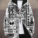 Men's Music Soul Letter Street Graffiti Art Print Fleece Lined Hooded Trench Coat