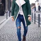 Men's Solid Color Double Breasted Lapel Collar Warm Coat