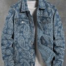 Men's Classic Paisley Patterns Print Denim-Like Long Sleeve Shirt