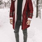 Men's Solid Color Zipper Sherpa Lined Mid-length Coat