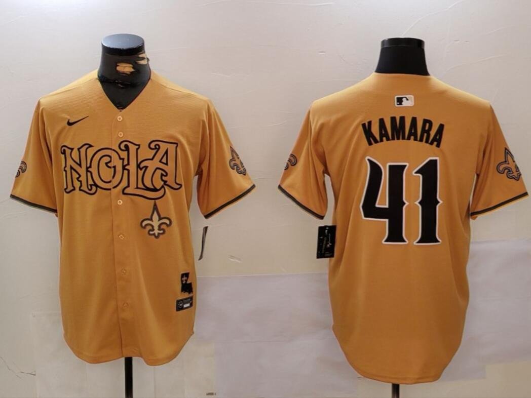 Alvin Kamara #41 New Orleans Saints Stitched Jersey Yellow
