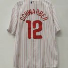 Kyle Schwarber Philadelphia Phillies Official Baseball Jersey white pinstripes
